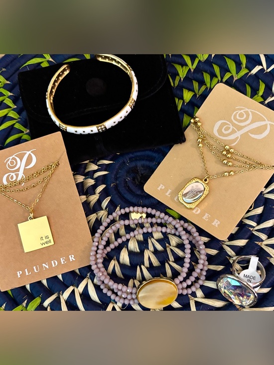 Plunder Jewelry - Plunder Bundle- 2 Necklaces with Pendants, Cuff Bracelet, Beaded Bracelet & Ring